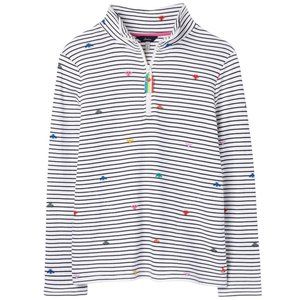 NWT Womens Size 6 Joules Pip Print Casual Half Zip Rainbow Bee Stripe Sweatshirt